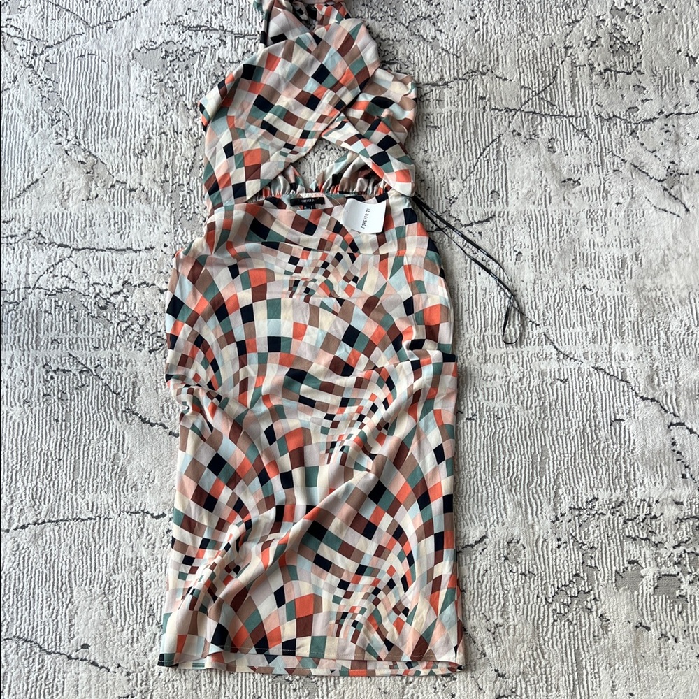 Forever 21 Colorful Checkered Halter Dress